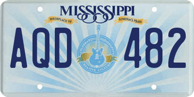 MS license plate AQD482