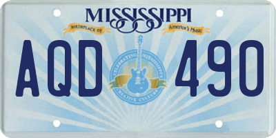 MS license plate AQD490