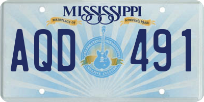 MS license plate AQD491