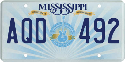 MS license plate AQD492