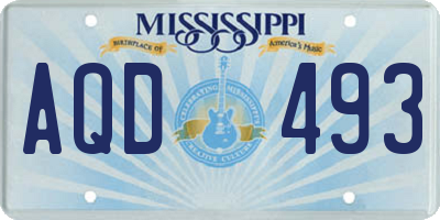MS license plate AQD493