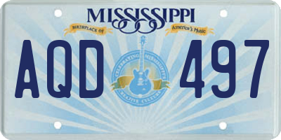 MS license plate AQD497