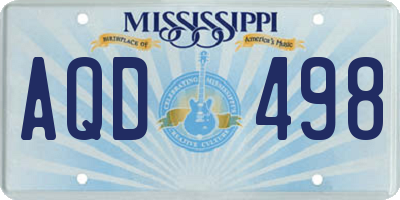 MS license plate AQD498