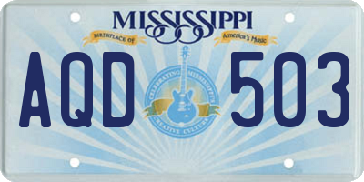 MS license plate AQD503