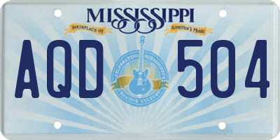 MS license plate AQD504