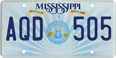 MS license plate AQD505