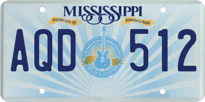 MS license plate AQD512