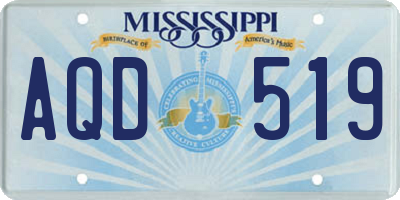 MS license plate AQD519