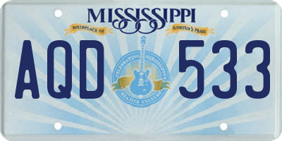 MS license plate AQD533
