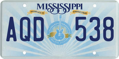 MS license plate AQD538