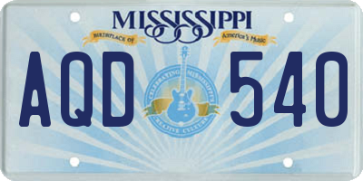 MS license plate AQD540