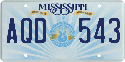 MS license plate AQD543
