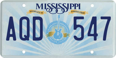 MS license plate AQD547