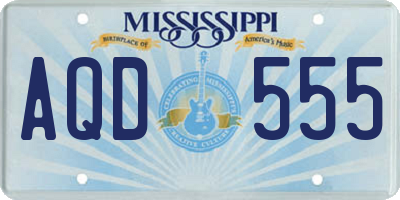 MS license plate AQD555
