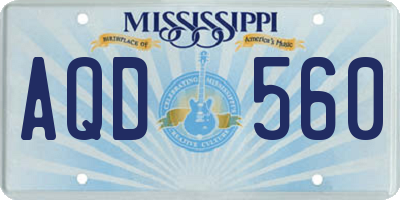 MS license plate AQD560