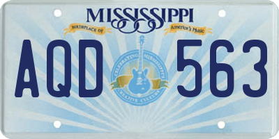 MS license plate AQD563