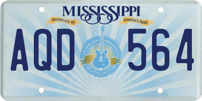 MS license plate AQD564
