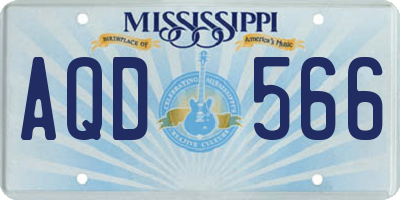 MS license plate AQD566