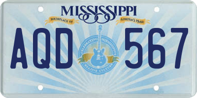 MS license plate AQD567
