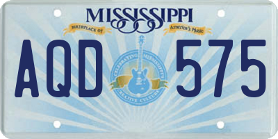 MS license plate AQD575