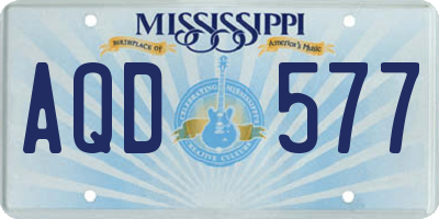 MS license plate AQD577
