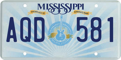 MS license plate AQD581