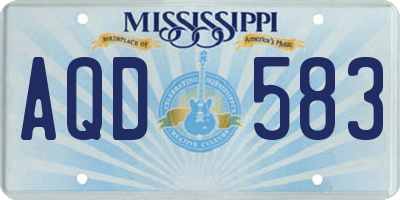 MS license plate AQD583
