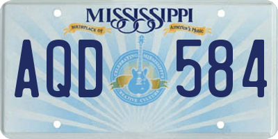 MS license plate AQD584