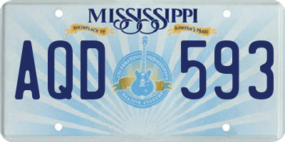 MS license plate AQD593