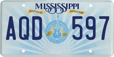 MS license plate AQD597