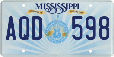 MS license plate AQD598