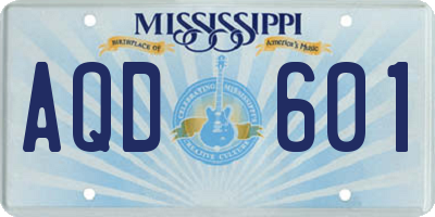 MS license plate AQD601
