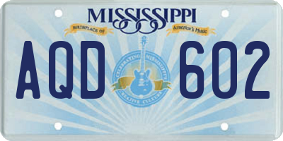 MS license plate AQD602