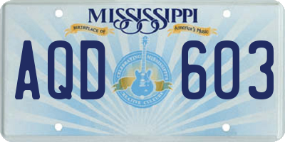 MS license plate AQD603