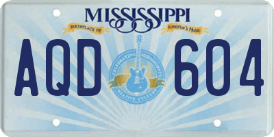 MS license plate AQD604