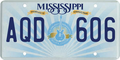 MS license plate AQD606