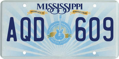 MS license plate AQD609