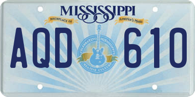 MS license plate AQD610