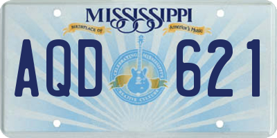 MS license plate AQD621