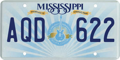 MS license plate AQD622