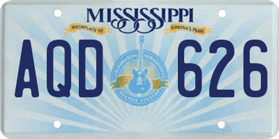 MS license plate AQD626