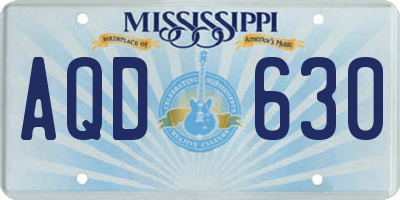 MS license plate AQD630