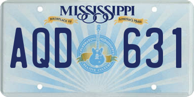 MS license plate AQD631