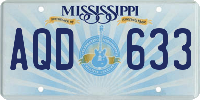 MS license plate AQD633