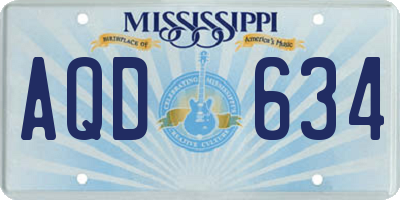 MS license plate AQD634