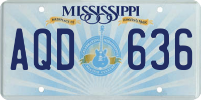MS license plate AQD636