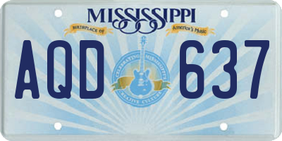 MS license plate AQD637