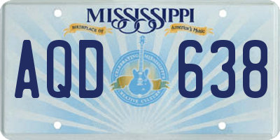MS license plate AQD638