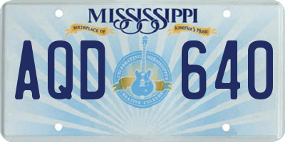 MS license plate AQD640