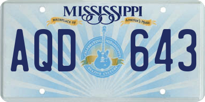 MS license plate AQD643